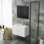 Ce meuble-lavabo mural 32 po avec deux tiroirs, un système de fermeture en douceur et un lavabo en céramique créent un espace de salle de bain moderne et minimaliste!