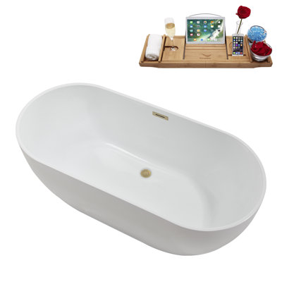 62.2'' x 28.7'' Freestanding Soaking Acrylic Bathtub