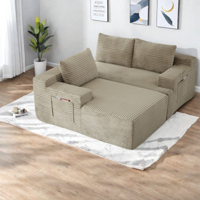 Plush Corduroy Sectionals, No Assembly, Modern Camel For Living Room