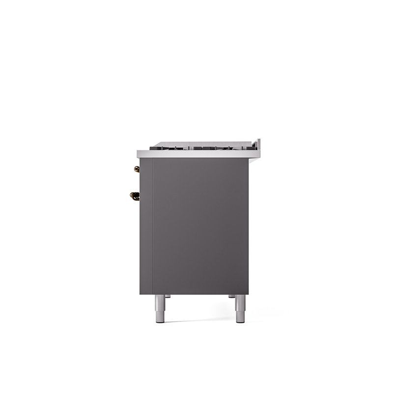 ILVE Nostalgie II 48 in Dual Fuel Range, 8 Burner, Griddle, Graphite Matte/Bronze, Natural Gas