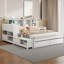 Lit plateforme double en bois avec espace de rangement multifonctionnel, table de chevet, 2 tiroirs, ports USB et bureau