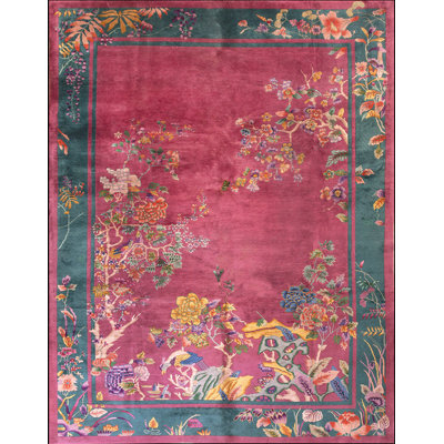 Chinese Antique - Art Deco Rectangle Room Size Wool Knotted 1920s Rug