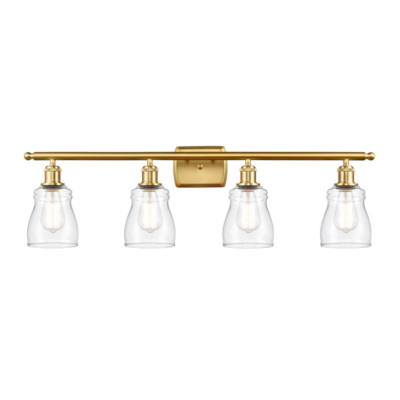 Mccarver 4 - Light Dimmable Vanity Light, Clear, Satin Gold, No Bulb Included