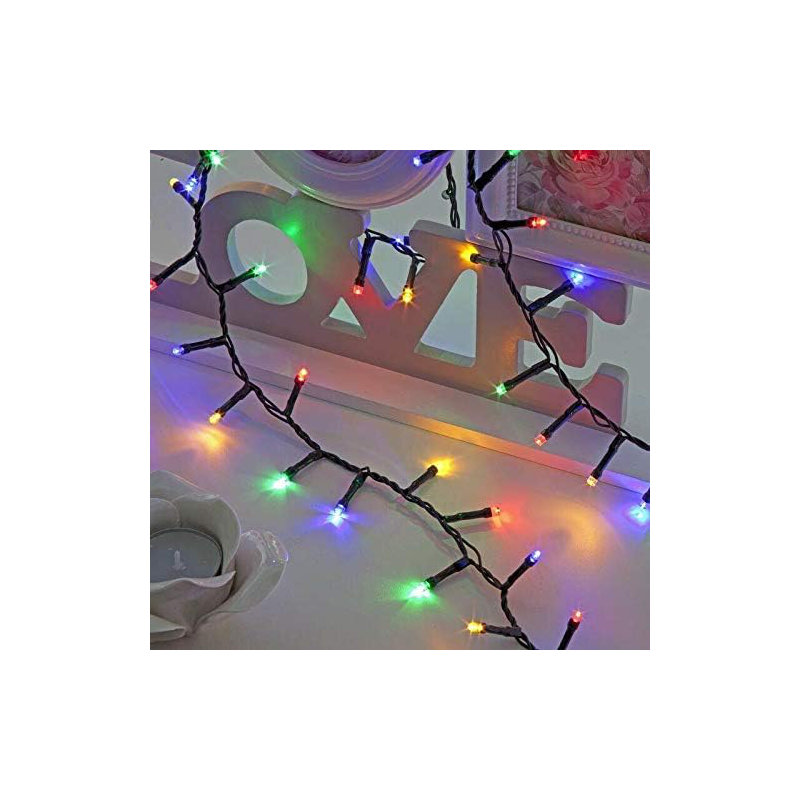 LED Indoor / Outdoor String Lights, Multicolour , 16cm H x 100cm L x 4cm D