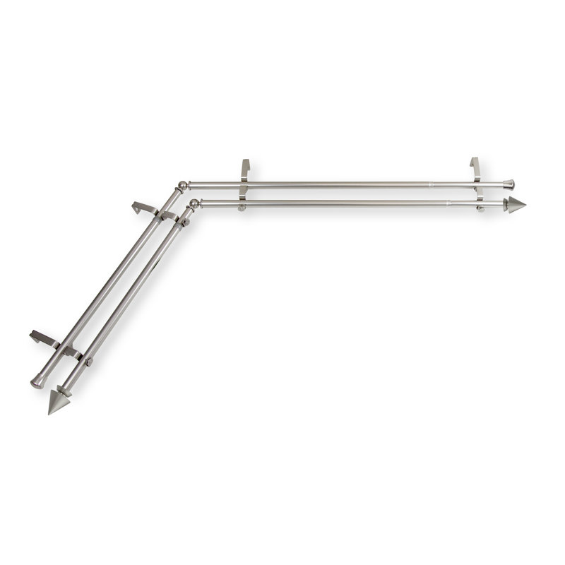 Tringle à rideaux double réglable 0,75 po McLoud, H 66 po x l 120 po, Nickel satiné