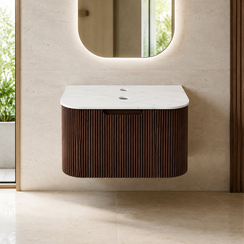 Base de meuble-lavabo mural 24 po avec comptoir en pierre artificielle, lavabo non inclus