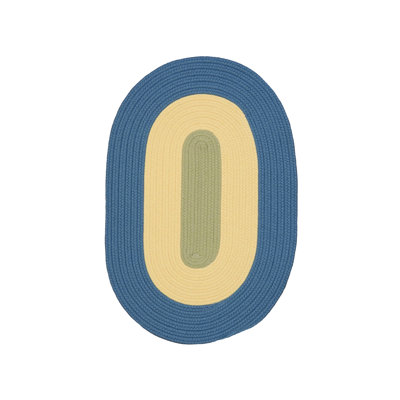 Tapis ovale en polypropylène tissé à la machine intérieur / extérieur bleu Oasis