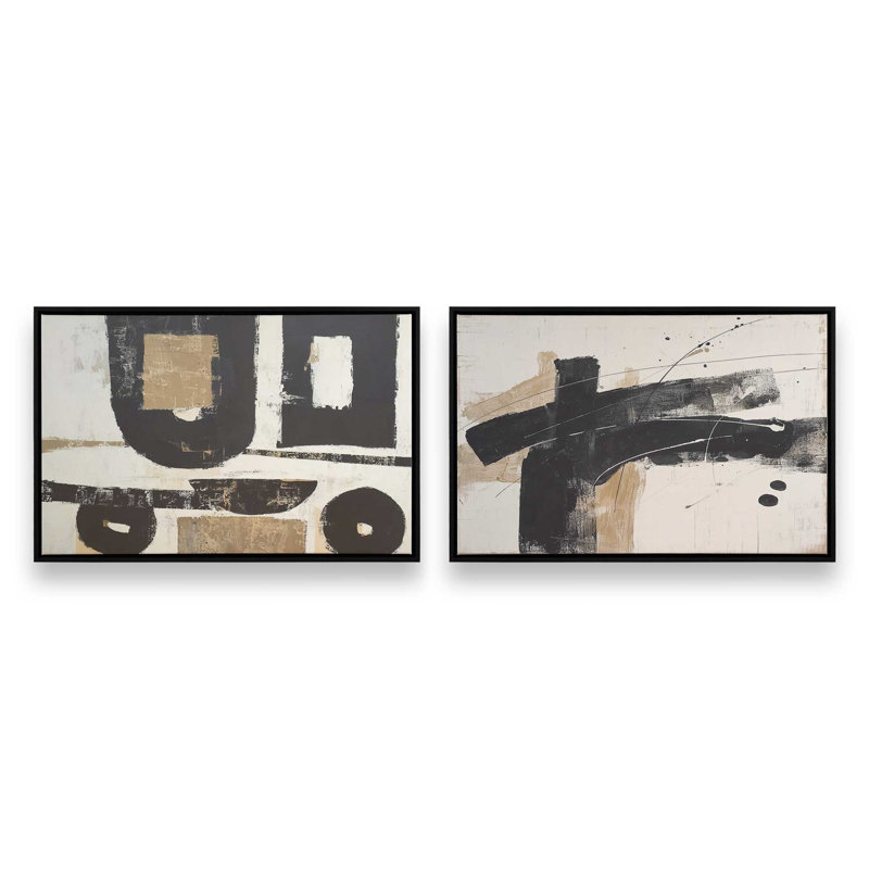 Ensemble de 2 impressions «Crossing Shadows», Cadre flottant noir satiné, 12 po x 18 po