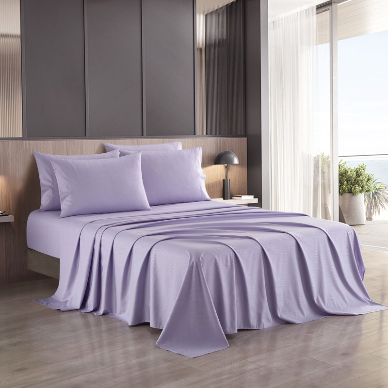 Ensemble de draps en microfibre , Lilas, Ensemble de draps pour très grand lit + 1 drap-ho