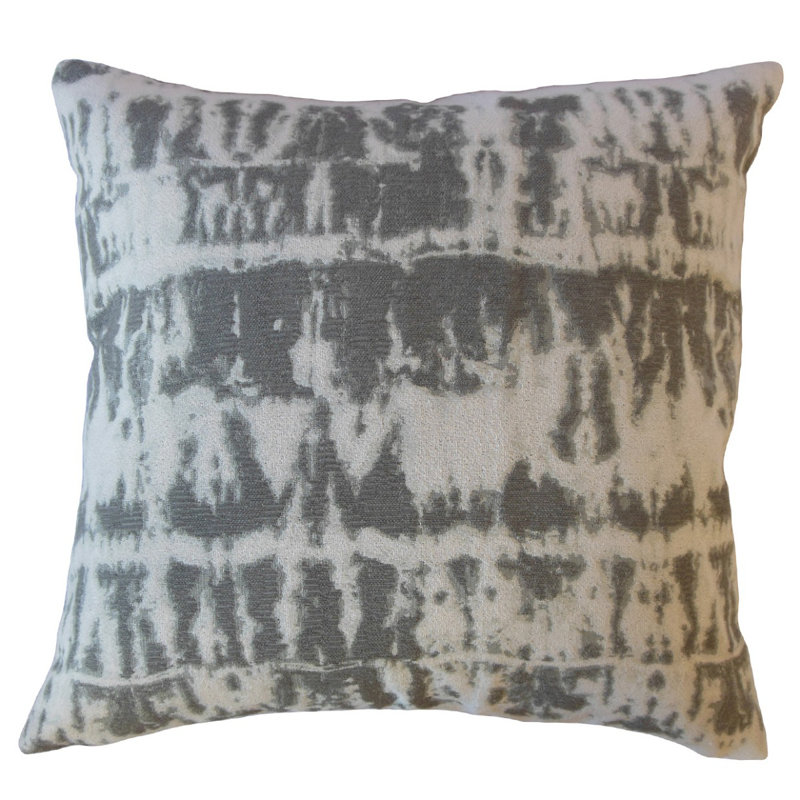 Oreiller Yasen Tie Dye, 26 po x 26 po, Coussin décoratif, Gris / blanc