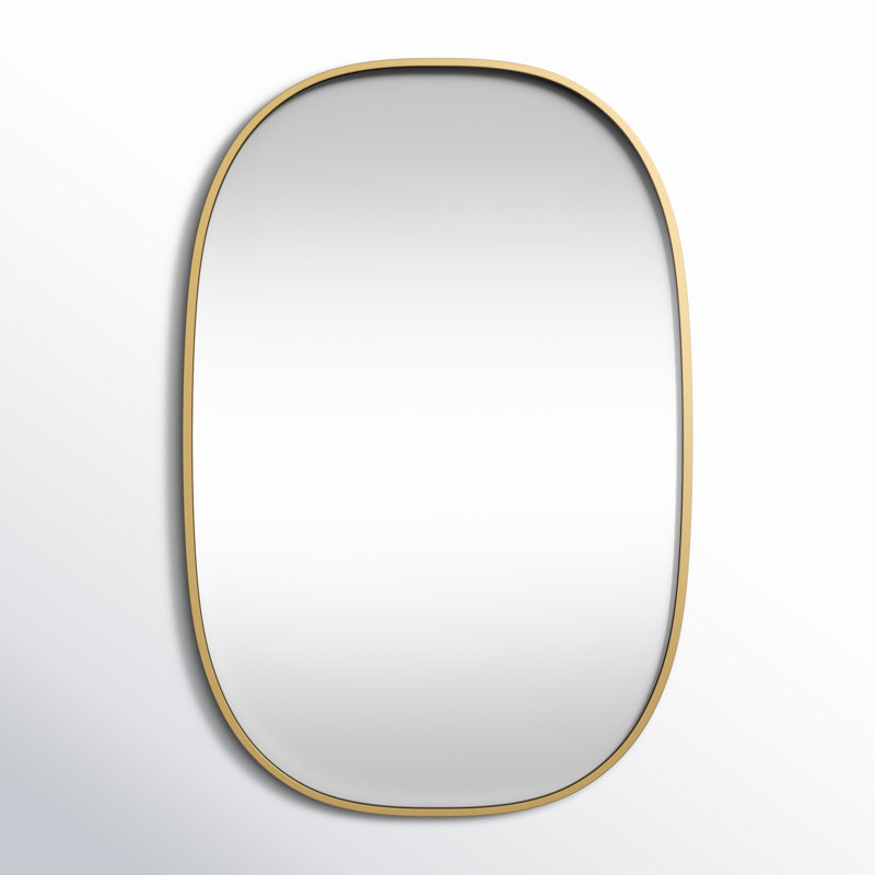 Sabine Metal Curved Oval Wall Mirror, Brass, 36" x 24"