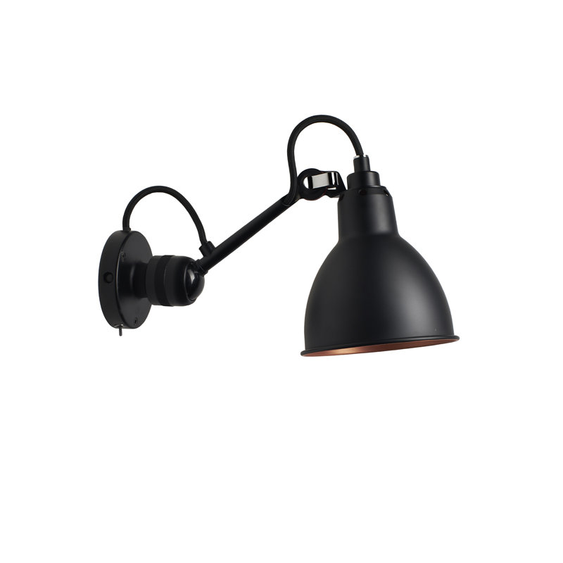 Lampe murale avec bras pivotant 1 lumière, Noir / Cuivre