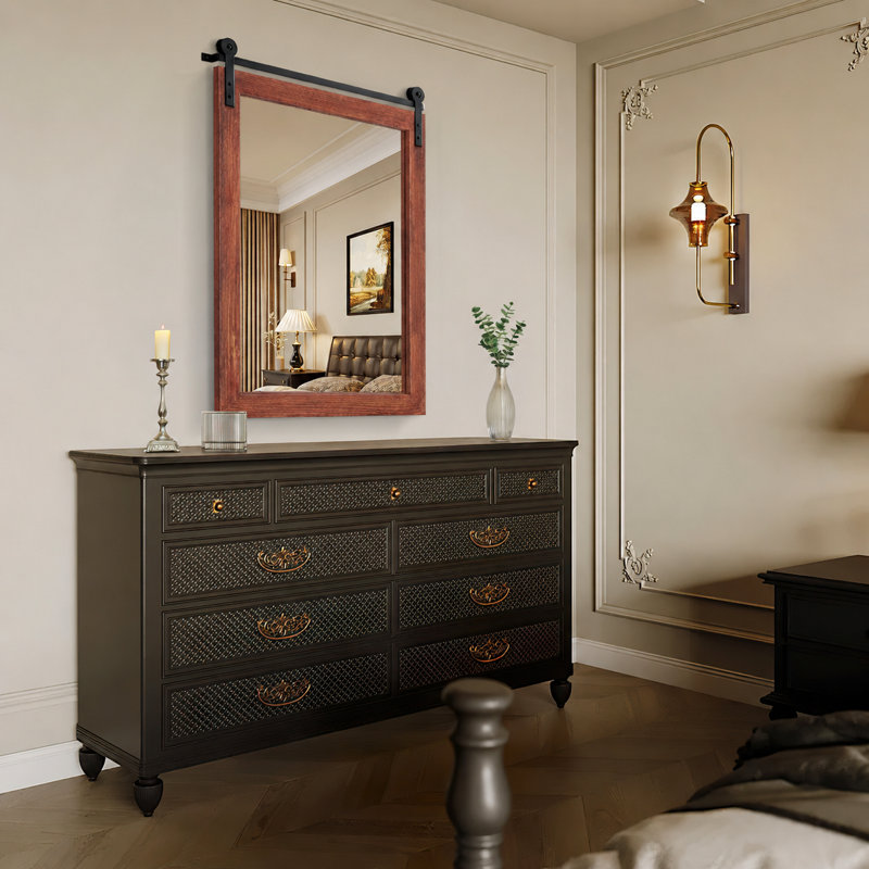 Miroir d'appoint mural rectangulaire en bois massif Farmhouse, Blanc, 22 po x 30 po 