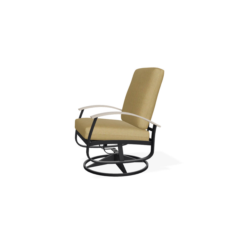 Chaise de patio pivotante avec coussin Askar, Toile Sunbrella® beige chiné, Désert P60, Noir texturé