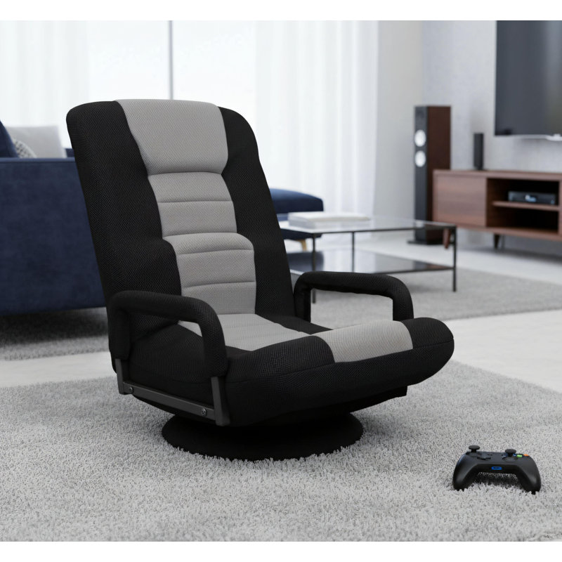 Multifunctional Lumbar Support Rocking Chair, 360° Rotating And Foldable, Black And Gray Color Scheme, Adjustable Armrests And Backrest, Suitable For Various Scenarios.