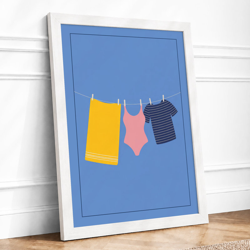 Laundry Line Modern - Framed Print, A3 - 42.0 x 29.7 cm, White