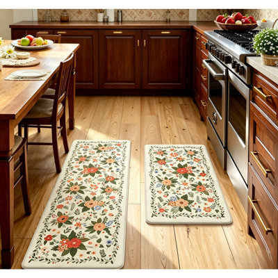 Anti-Fatigue Non-Slip Kitchen Mat Set 2pc, 17x47 & 17x29,Farmhouse