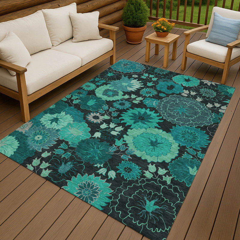 Machine Washable Indoor/Outdoor Chantille ACN2295 Floral Rug, Rectangle 8' x 10'