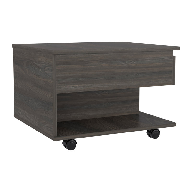 Lift Top Coffee Table, Casters, One Shelf, Dark Brown, Dark Brown