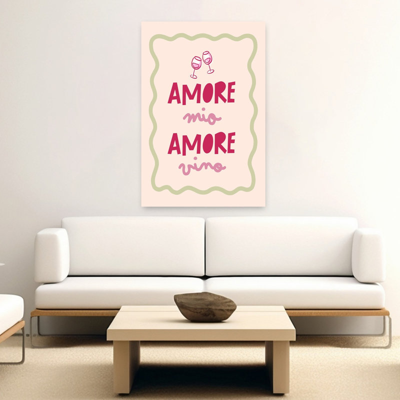 Italian Love Wine Elegant Romantic Contemporary Wall Art Print by Dominique Vari - Wrapped Canvas Print