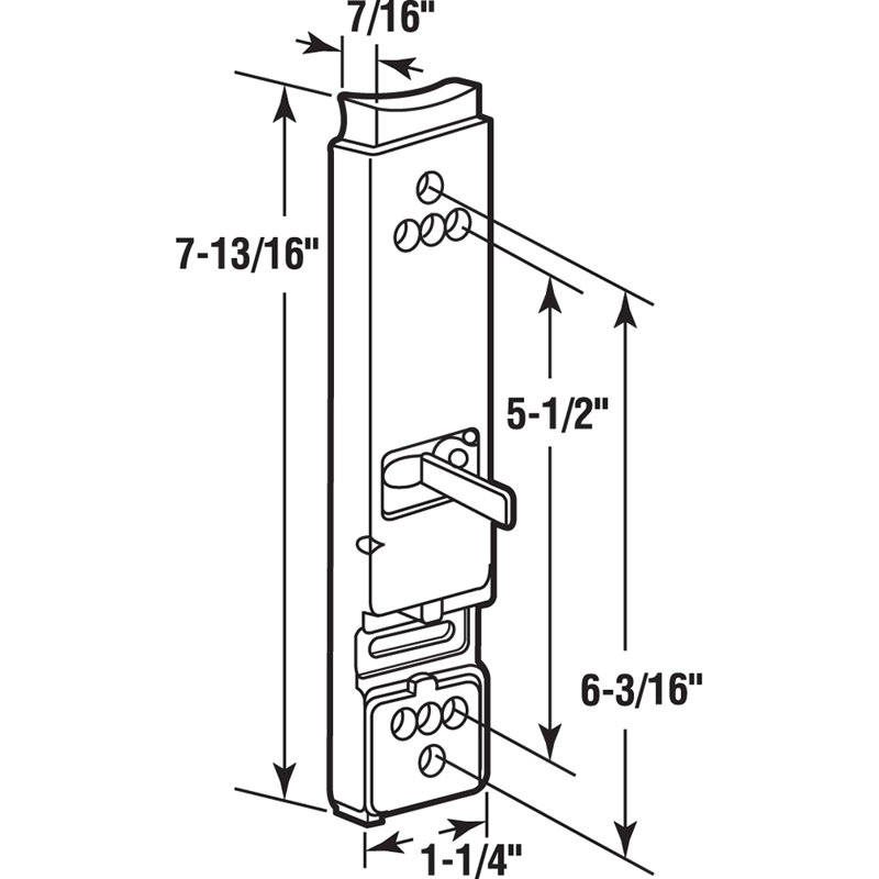 Aluminium Prime-Line, loquet de porte coulissante, Adams Rite (paquet de 1)