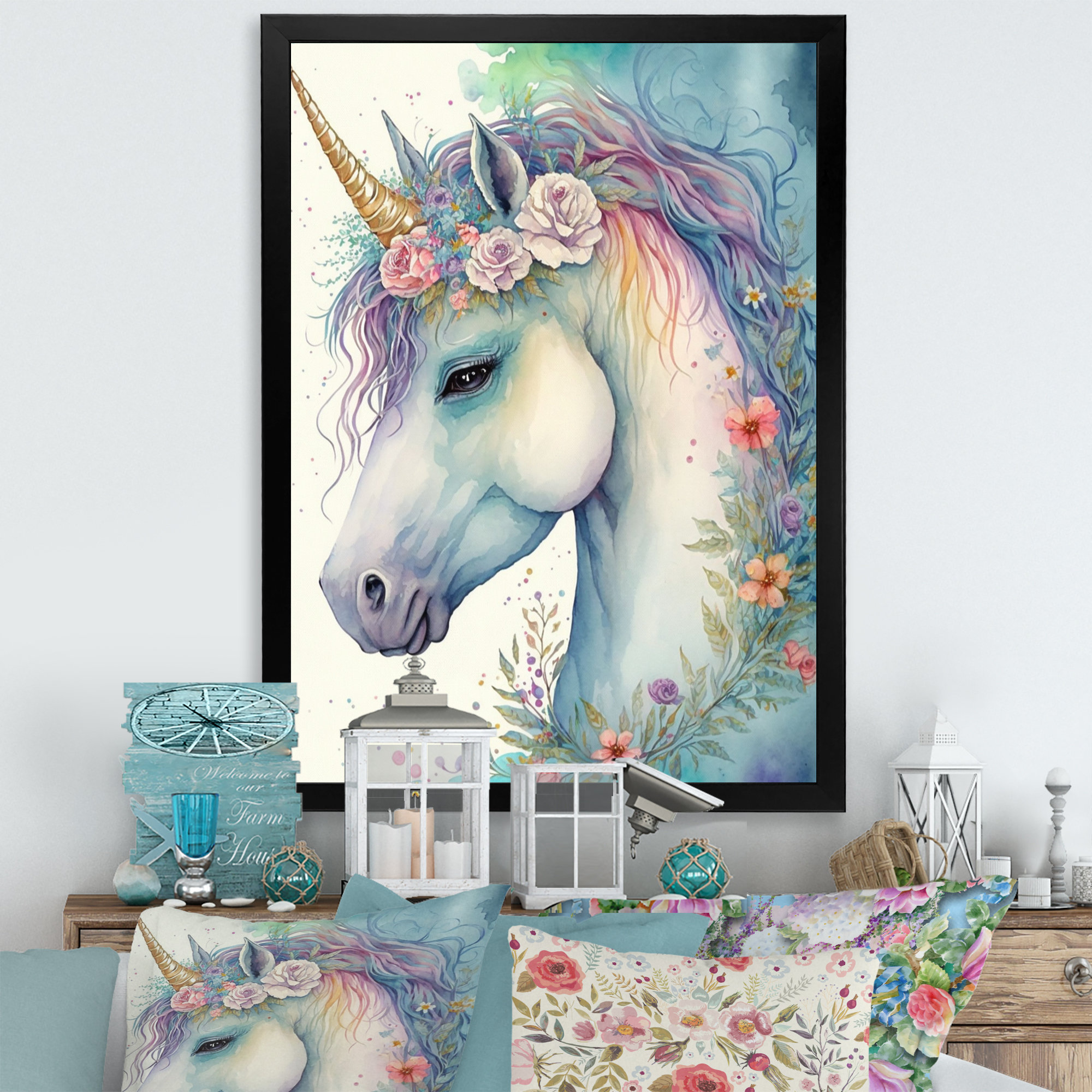 Unicorn Canvas Wall Art for Girls Room Decoration. Stretched, Framed, Ready  to Hang, - Something Unicorn 