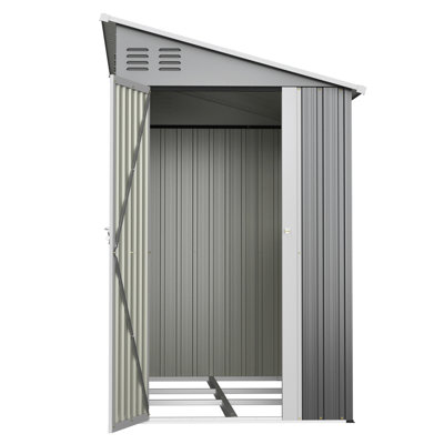 4x9.5 Ft. Metal Lean-to Storage Shed With 2 Windows & Foundation Kit