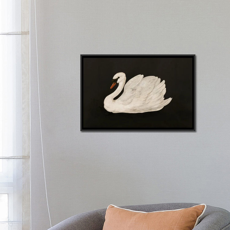 «Mute Swan», reproduction d'art sur toile encadrée, H 18 po x l 26 po, Impression encadrée flottante sans passe-partout, Noir