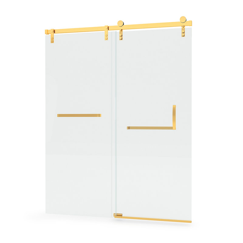 Porte de douche coulissante simple sans cadre l 60 po x H 76 po | Verre trempé amélioré de 0,31 po (8 mm) | Quincaillerie en acier inoxydable | Sécuritaire, résistant à l'explosion, transparent et élégant, robuste et durable