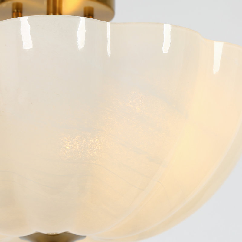 Atchison 3-Light Brass Semi Flush Mount with Scalloped Shade