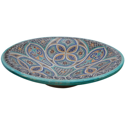 Bol décoratif en céramique bleu / orange / bleu sarcelle