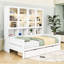 Lit de jour 2 tiroirs en bois avec armoire vitrée et DEL-656130580-656130579