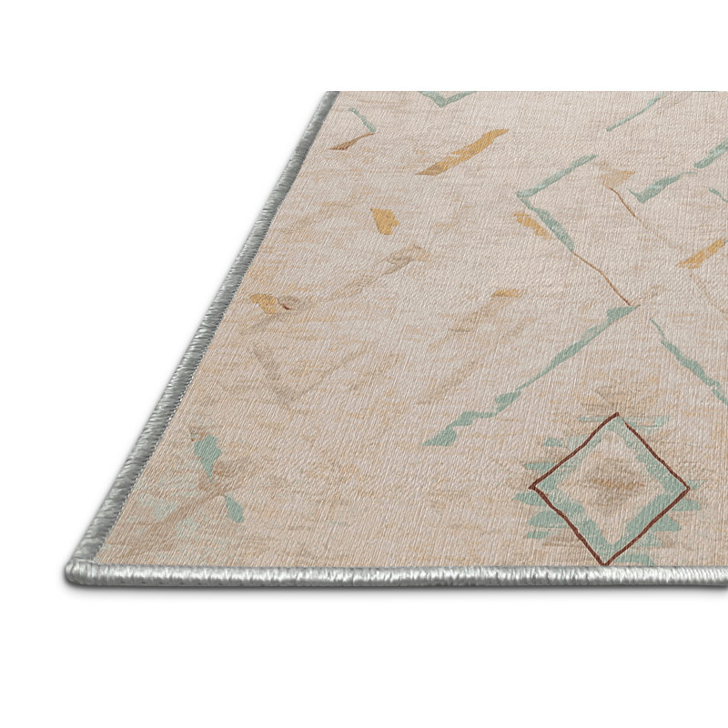 Tapis beige lavable à la machine, Tapis de couloir 2 pi x 4 pi
