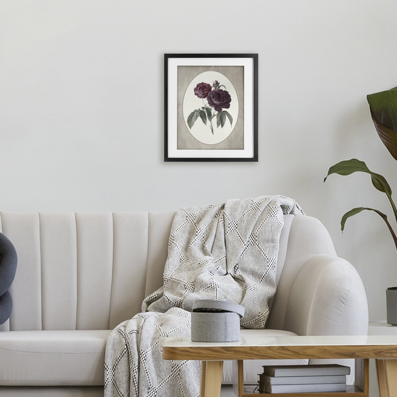 Reproduction d'art rétro encadrée sous verre avec motif rétro, Cadre noir minuit, H 16 po x l 13 po