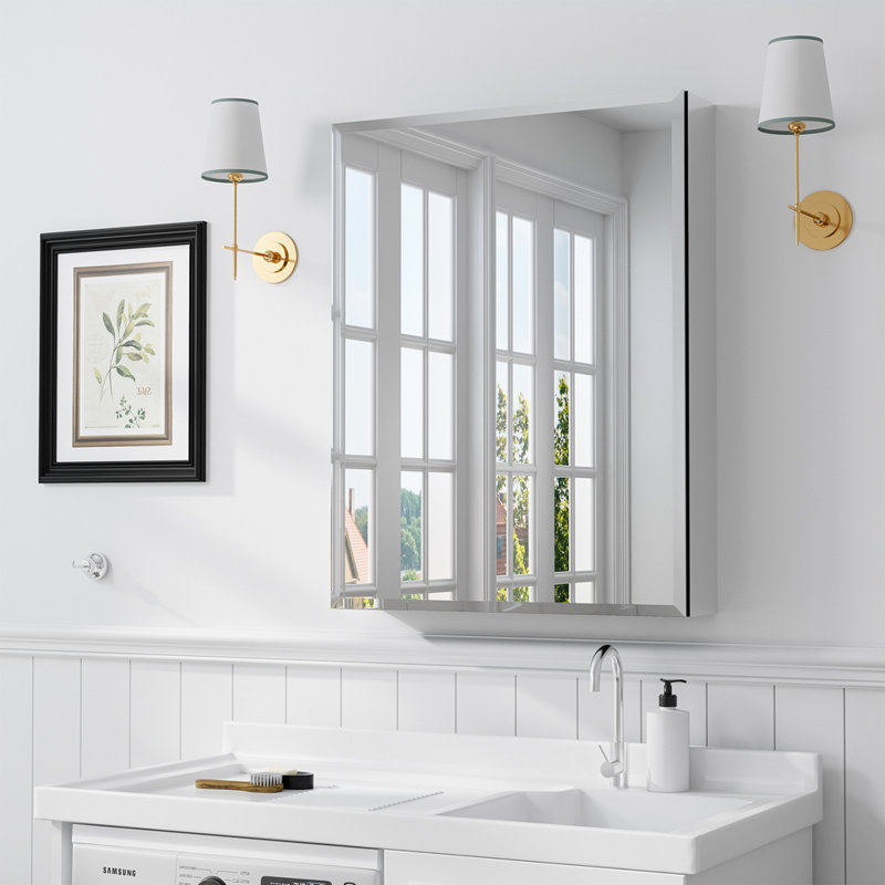 Armoire de toilette rectangulaire en fer avec des coins arrondis