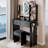 17 Inch Round LED Mirror Vanity Table with Cushioned Stool, Equipped with Power Sockets, Adjustable Lighting, and Multi-layer Storage-937153437