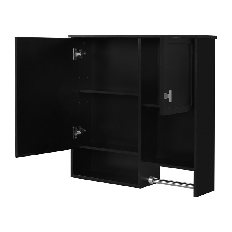Modern Wall Mounted Bathroom Medicine Cabinet, Black