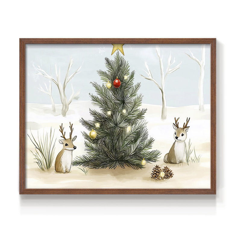 Art de Noël - CCXLIX - Reproduction encadrée - Restickable, H 22 po x l 28 po, Noyer