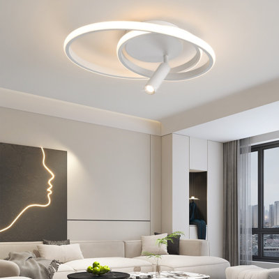 Ceiling lamp LED ceiling light Dimmable: 40cm bedroom lamp Modern design 37W living room lamp with spotlight White with remote control Kitchen lamp for bedroom House apartment Living room