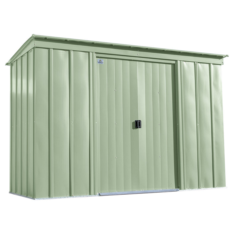 10 ft. W x 4 ft. D Galvanized Steel Horizontal Storage Shed, Sage Green