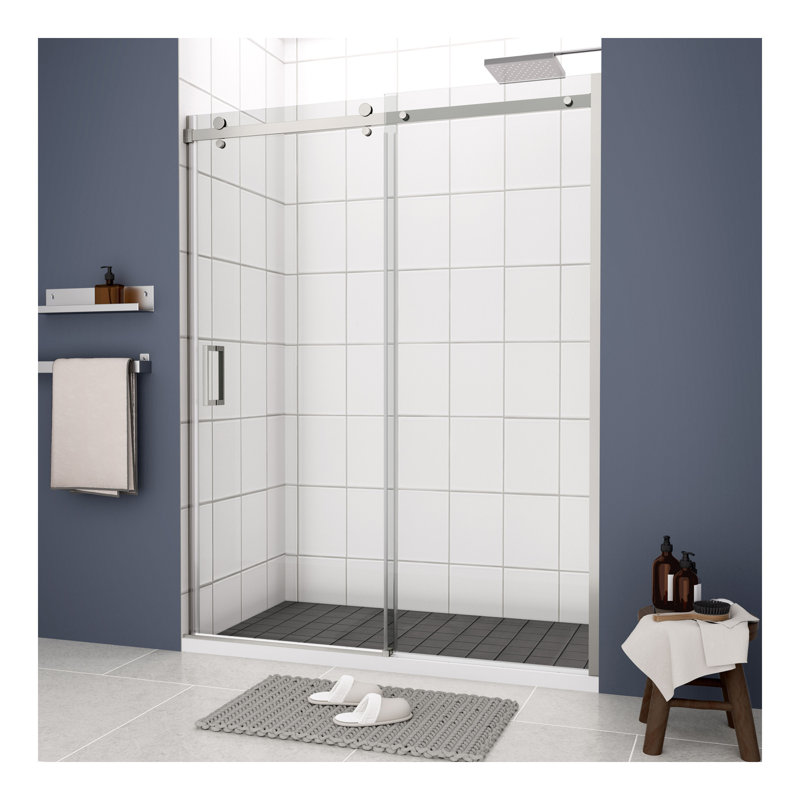 Glass shower door, sliding door, with 5/16" tempered glass and 6074, Chrome