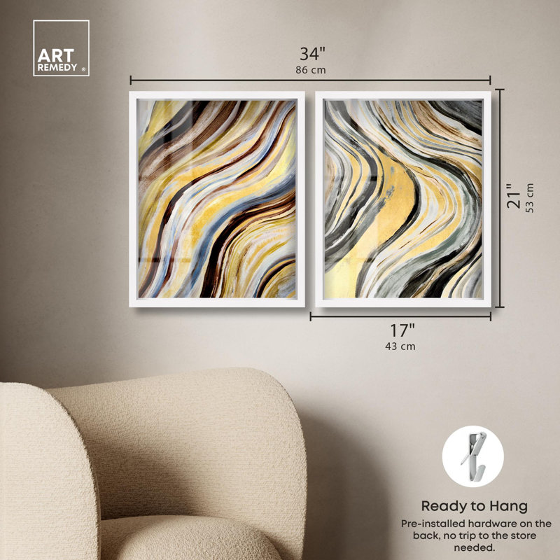 Ensemble de 2 décorations murales boho Godeed Geode Glam Shadowbox par Art Remedy, cadre blanc, 17 x 21, H 21 po x l 17 po