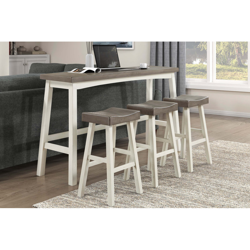 Ensemble de tabourets de table, tabourets de bar et de table 4 pièces Transitional, Café / blanc, H 42 po x l 72 po x P 18 po