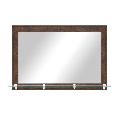 Modern Rustic Mirror with Glass Shelf -  (119F)27x30.5H-WT.ST