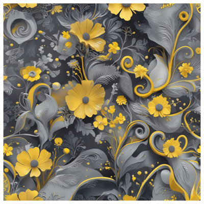 Yellow Floral Illustration Canvas Gallery Wrap in Many Sizes