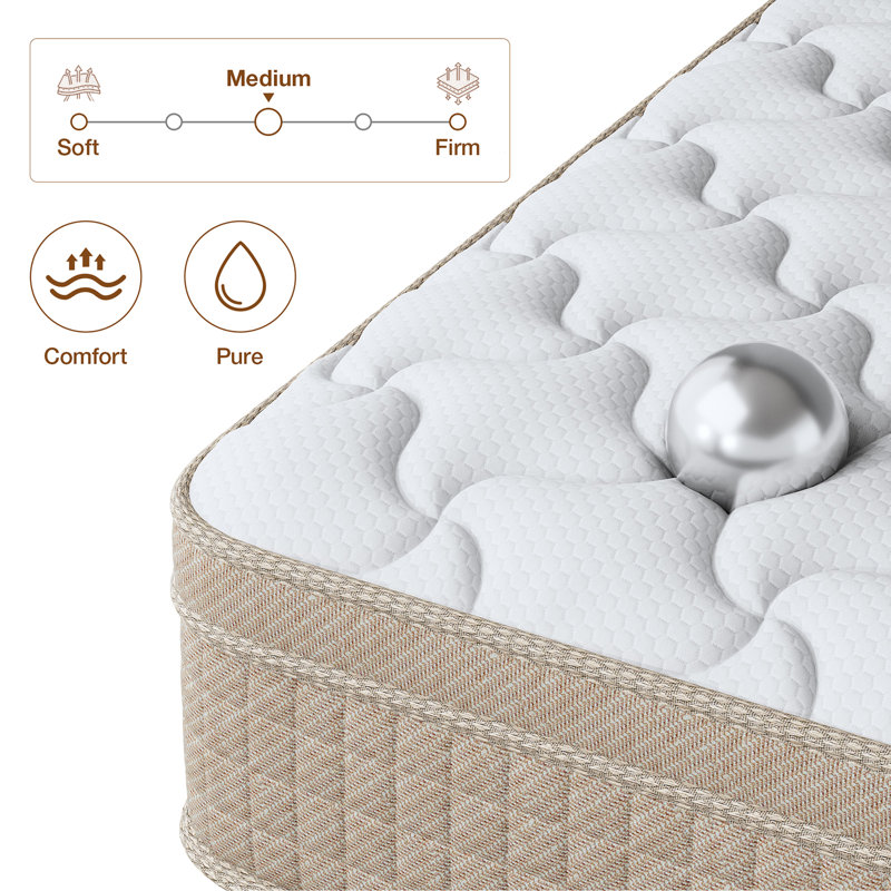 12''/14'' Medium Premium Cooling Foam Hybrid Mattress, King, 10"