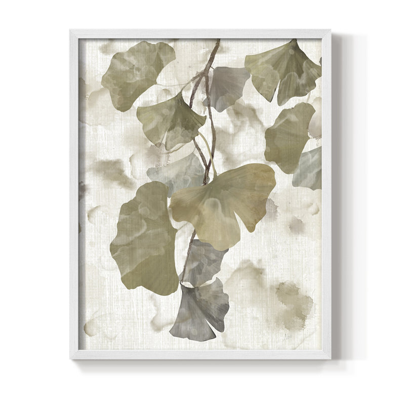 Ginkgo Accent I, reproduction encadrée - bois massif, H 15 po x l 12 po, Blanc