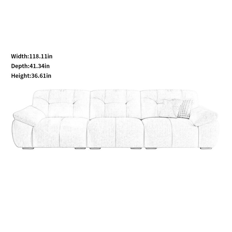 Canapé Creative Creative, Blanc, crème, H 36,61 po x l 118,11 po x P 41,34 po