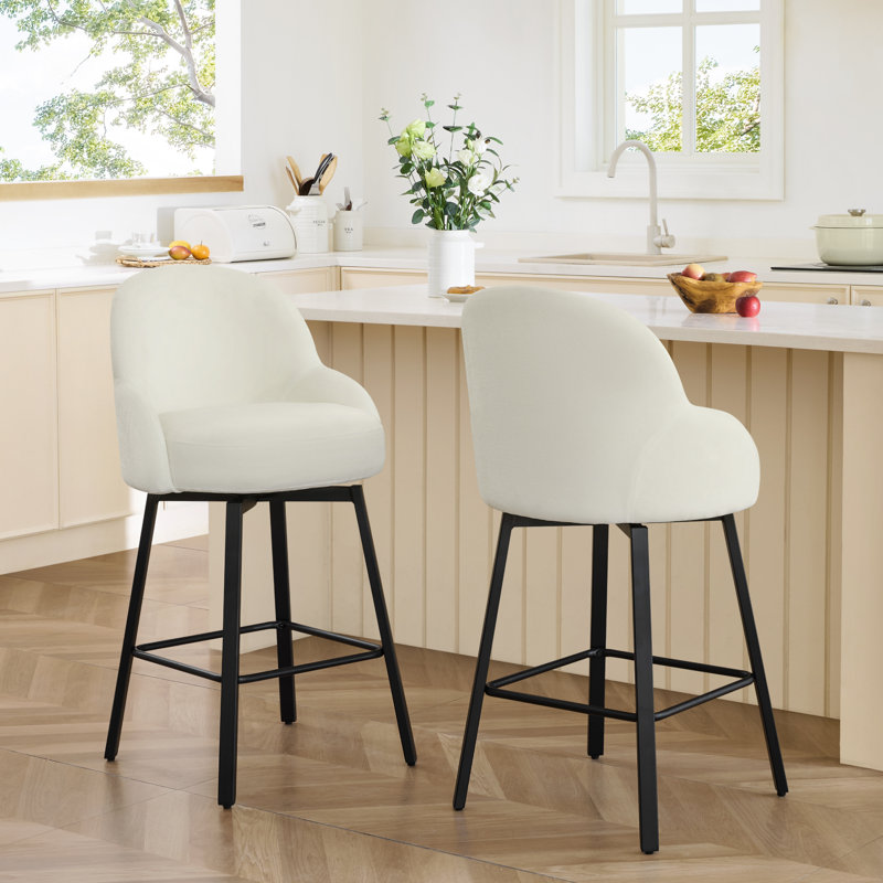 Tabouret de comptoir pivotant moderne, Ivoire ivoire