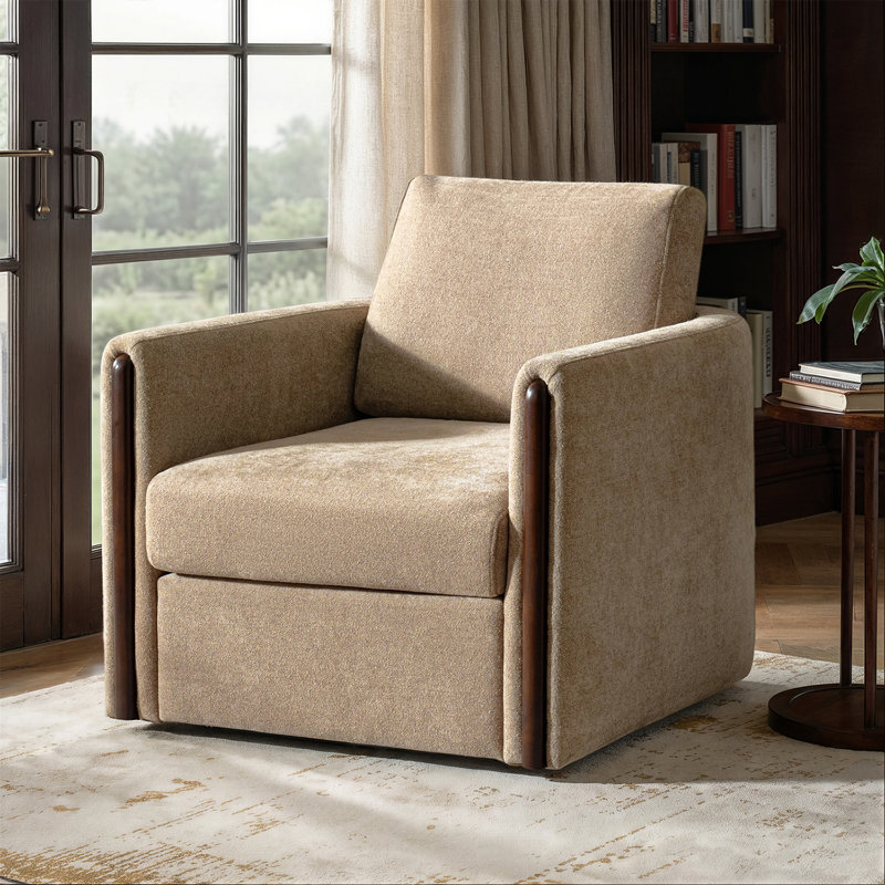 Upholstered Swivel Armchair, Sand